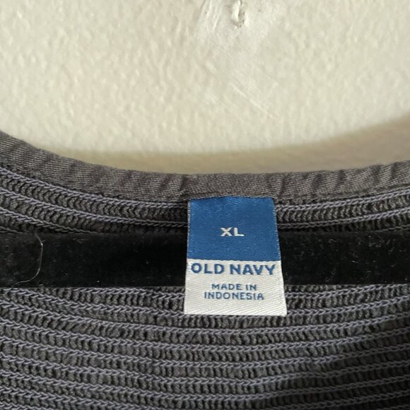 Old Navy Women XL Gray Boho Puff Sleeve Embroidered Smocked Mini Swing Dress - Picture 9 of 11